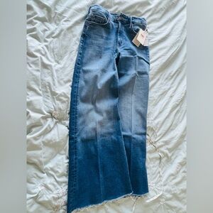 MOTHER Lil Roller Fray Wide-Leg Jeans, color: work hard play hard, Size 26 NEW!